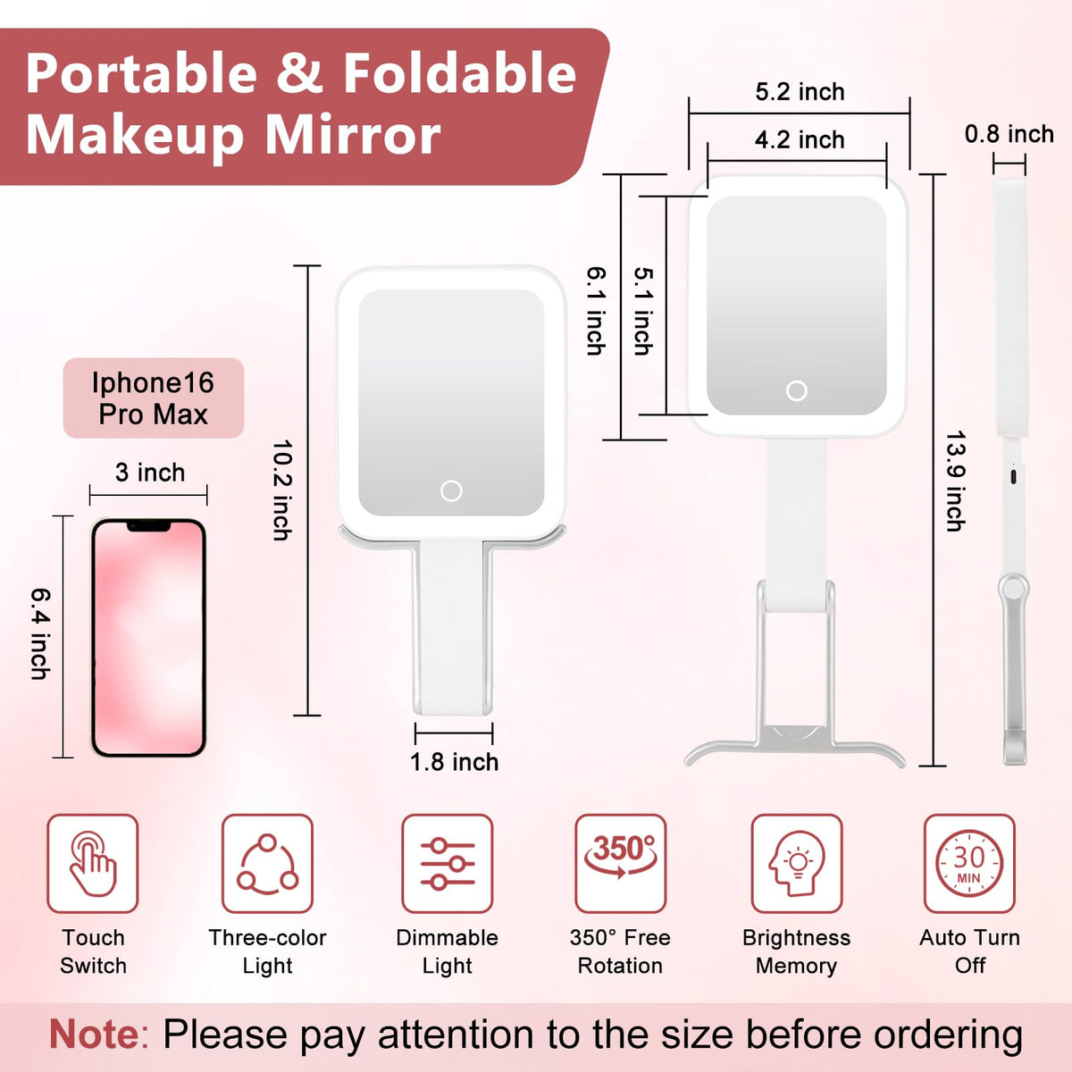 DECLUTTR travel makeup mirror tabletop-stand for stable daily setup