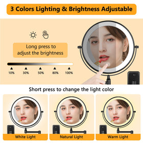 Decluttr vanity mirror with 3-color lighting for different settings