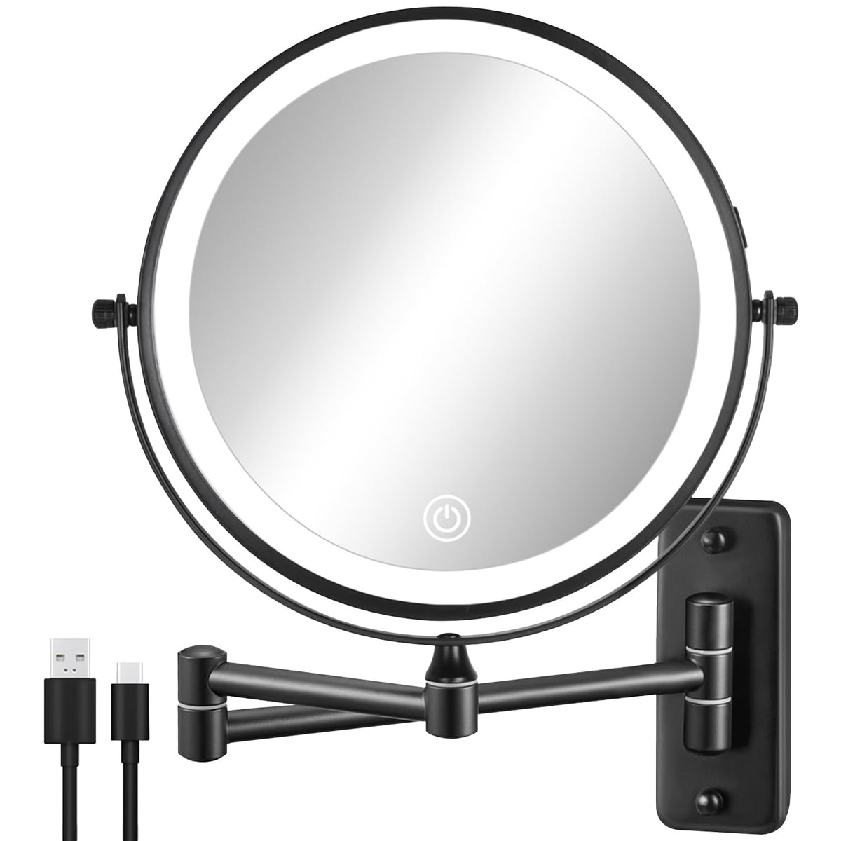 Decluttr 8-inch wall-mounted mirror with bright, adjustable lighting