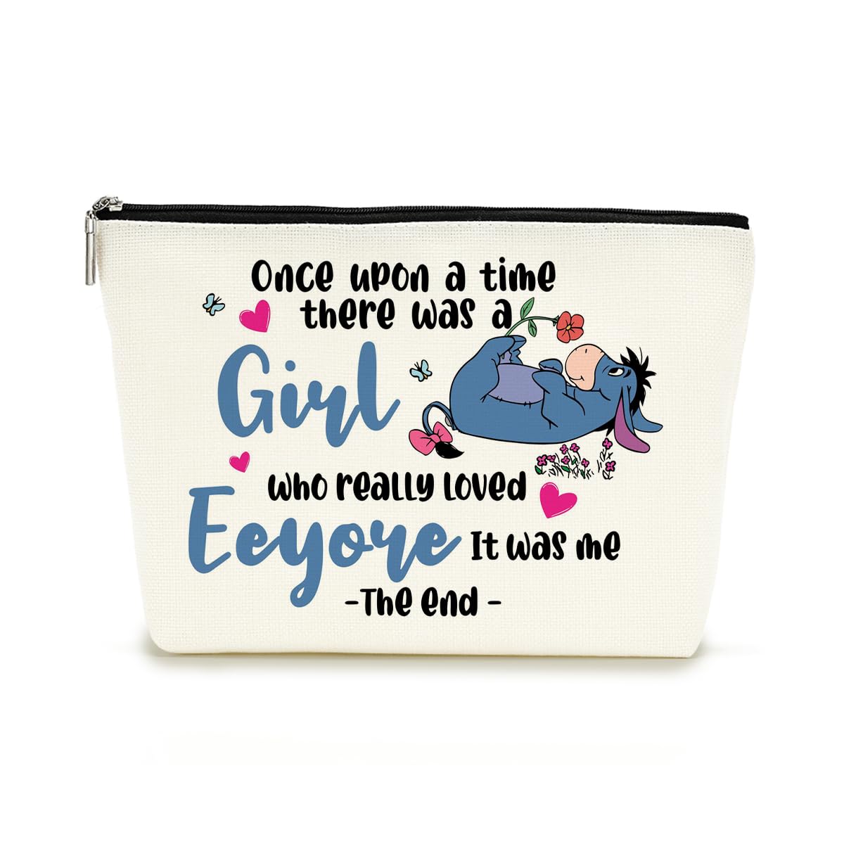 Decohim cartoon donkey makeup bag front view for organized cosmetics.