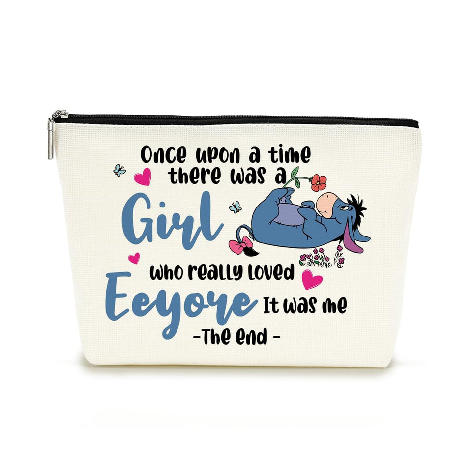 Decohim cartoon donkey makeup bag front view for organized cosmetics.