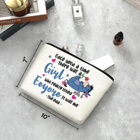 Decohim cartoon donkey makeup bag side pocket keeps small items secured.