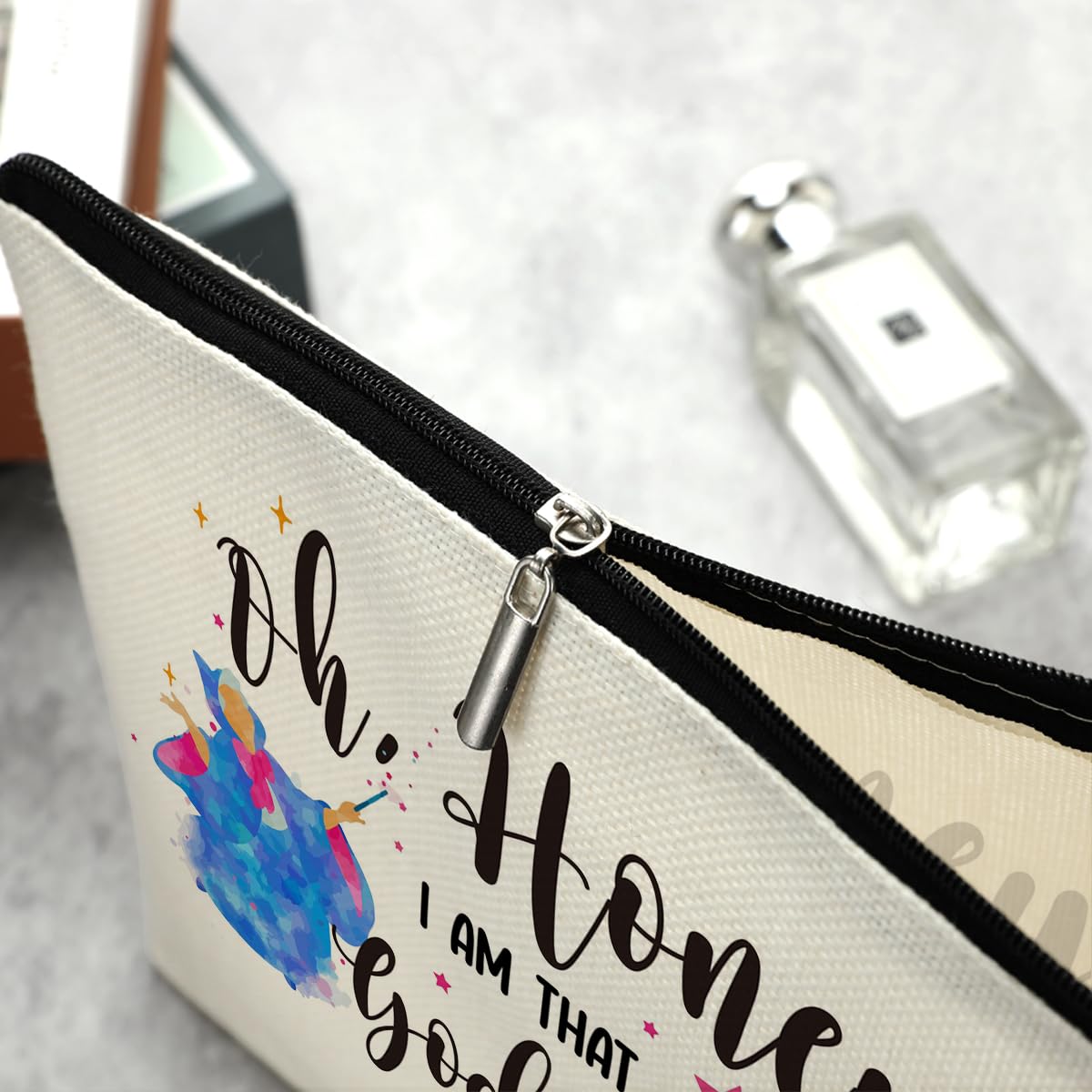Decohim makeup bag packed for travel with cosmetics and accessories