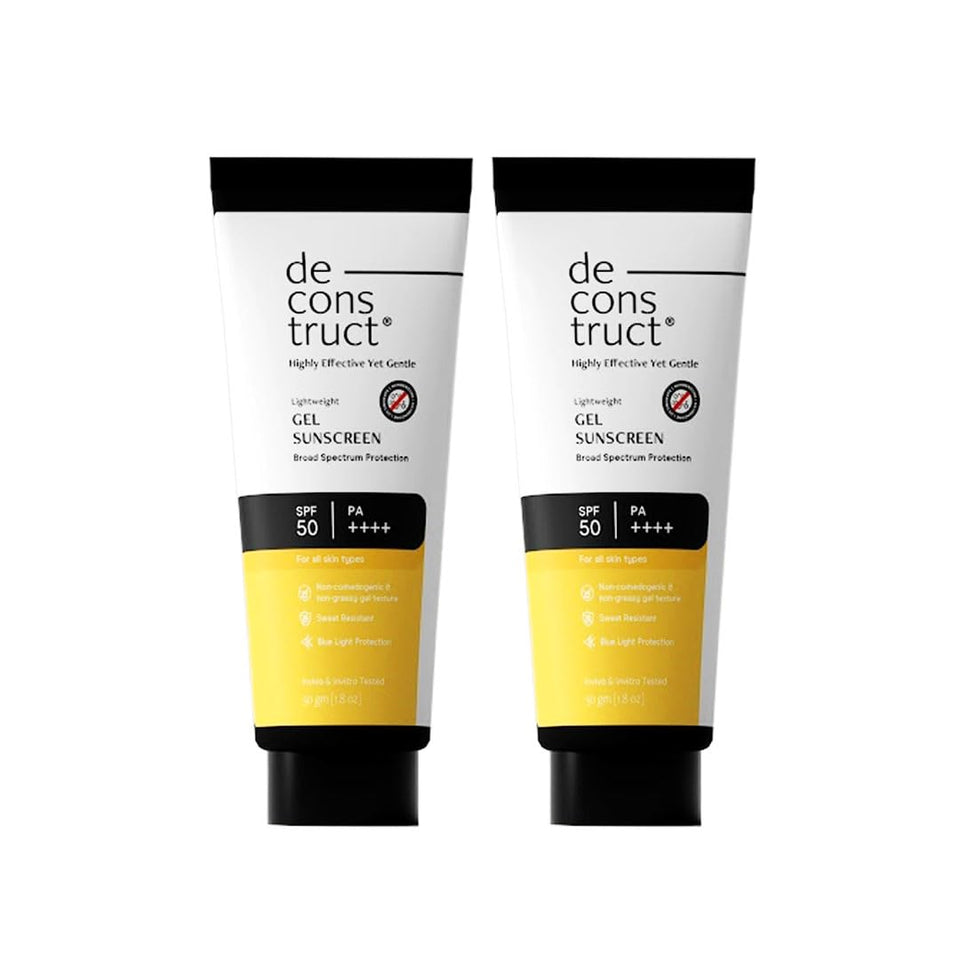 Deconstruct Face Gel Sunscreen bottle showing lightweight protection for daily use
