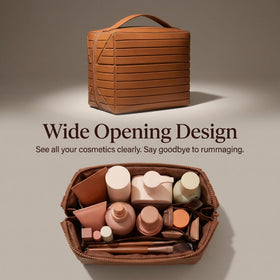 Decumeby Travel Makeup Bag waterproof PU leather exterior protects contents during travel