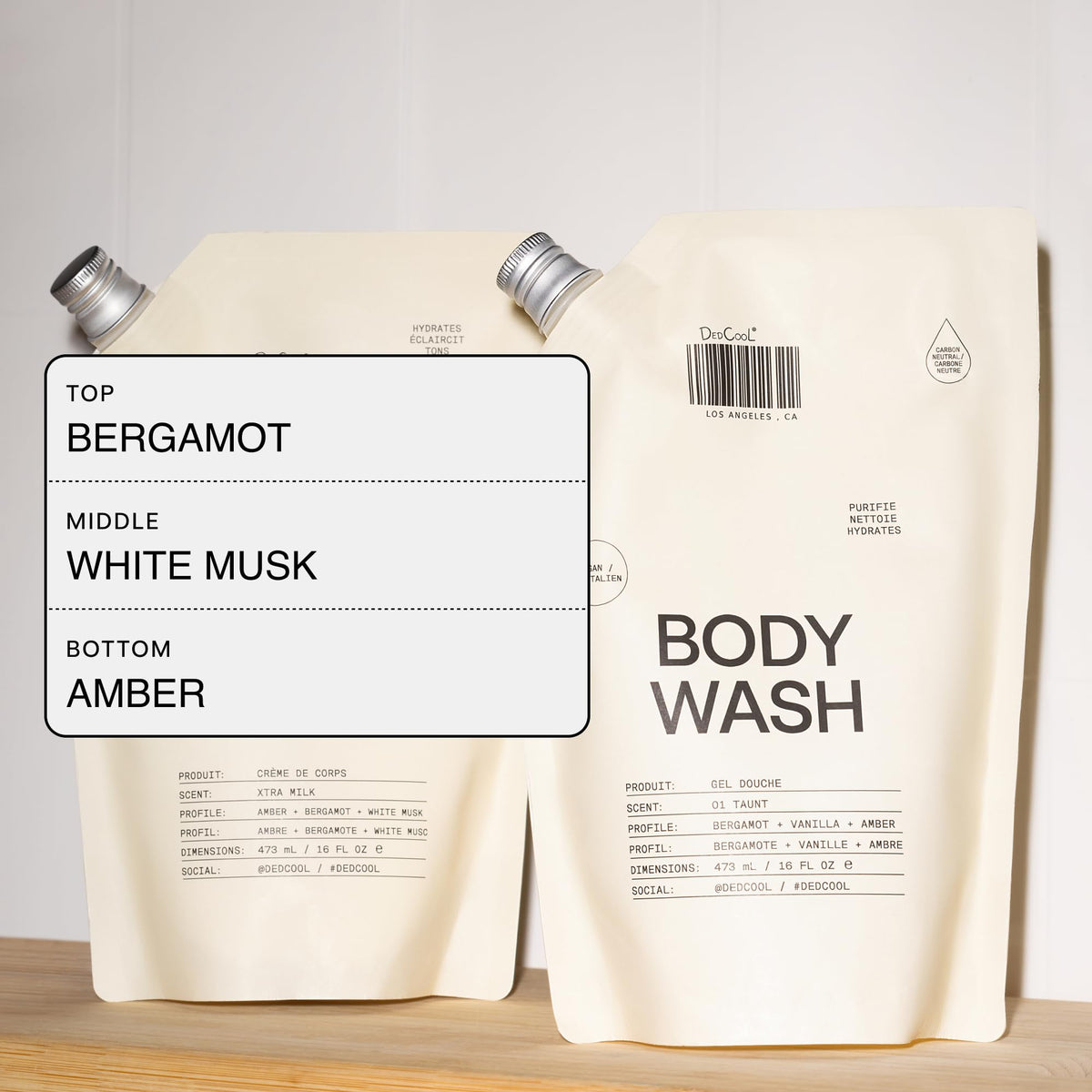 DedCool Xtra Milk fragrance bottle highlights bergamot, white musk, amber for a comforting scent