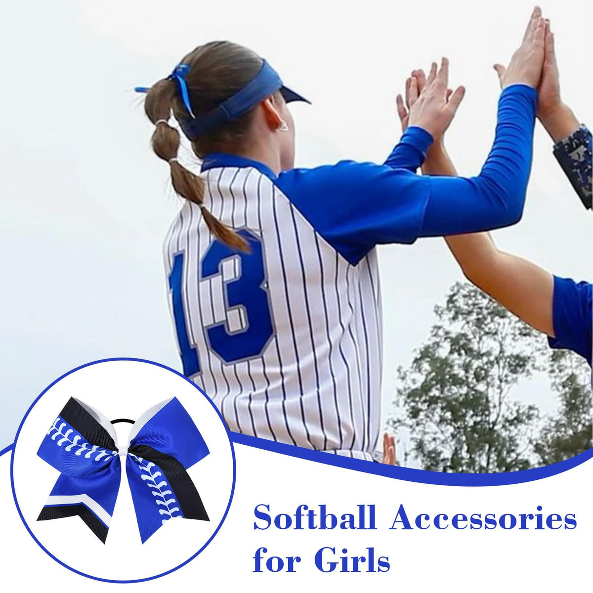 DEEKA 12-pack cheer bows durable ribbon tails for long-lasting wear.