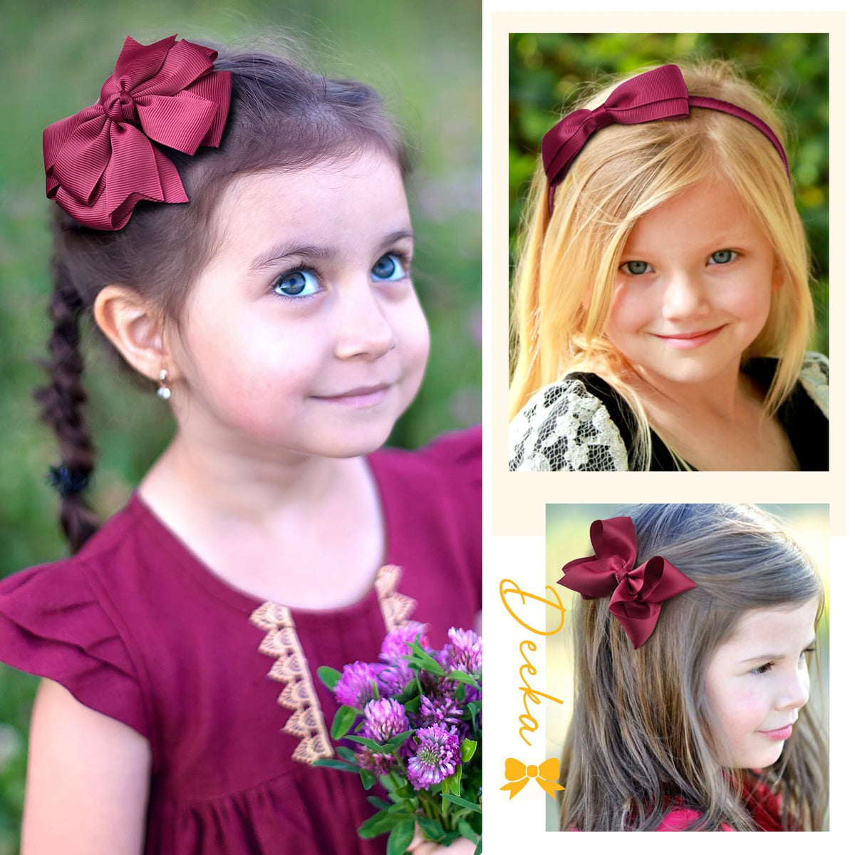 DEEKA yellow elastic band bow for ponytails and daily styling