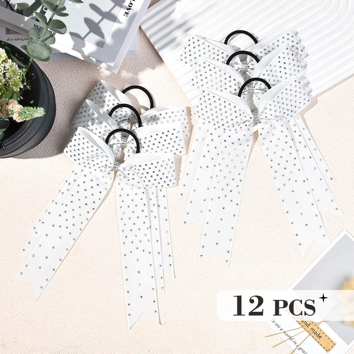 DEEKA elastic hair ties secure bows during active routines