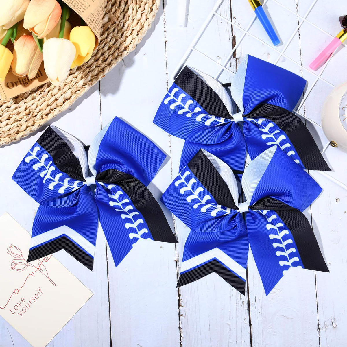 DEEKA ponytail bows with wrapped elastic for comfortable all-day wear.