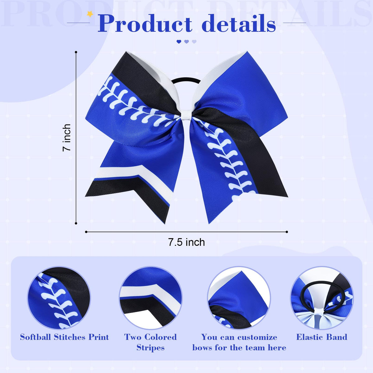 DEEKA softball bows 8 inch black for team outfits and performances.
