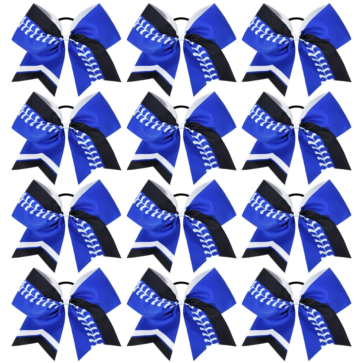 DEEKA softball bows 8 inch royal blue for teen cheerleaders, secure ponytail wear.