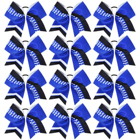 DEEKA softball bows 8 inch royal blue for teen cheerleaders, secure ponytail wear.