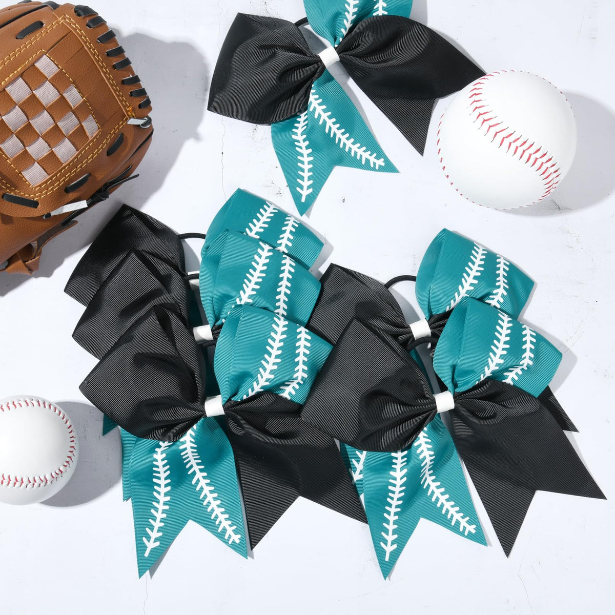 DEEKA team-pride bow in black teal white stitching adds flair
