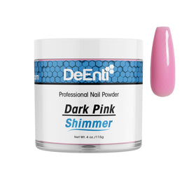 DeEnti Acrylic Nail Shimmer Powder dark pink bottle closeup shows product quality and clarity