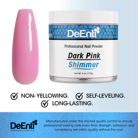 DeEnti acrylic nail shimmer powder swirl on manicure surface demonstrates even coverage
