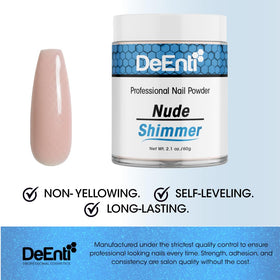 DeEnti nude overlays with shimmer create durable, long-lasting extensions or enhancements for nails.