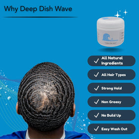 Hair pattern demonstrating 360-wave formation with Deep Dish Pomade.