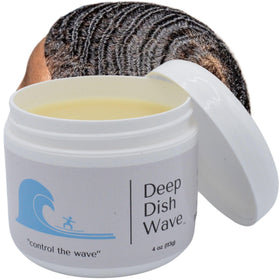 Deep Dish Wave Pomade jar showing texture and natural shine.