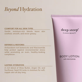 Deep Steep lotion applied to skin after shower for hydrating glow