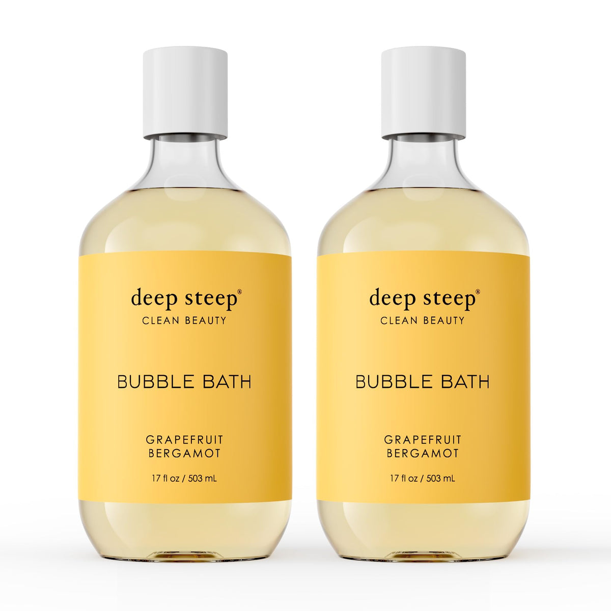 Deep Steep Bubble Bath Grapefruit Bergamot bottle pour for relaxing moments