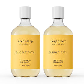Deep Steep Bubble Bath Grapefruit Bergamot bottle pour for relaxing moments