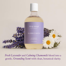 Deep Steep bubbles rise in tub to illustrate a relaxing soak experience