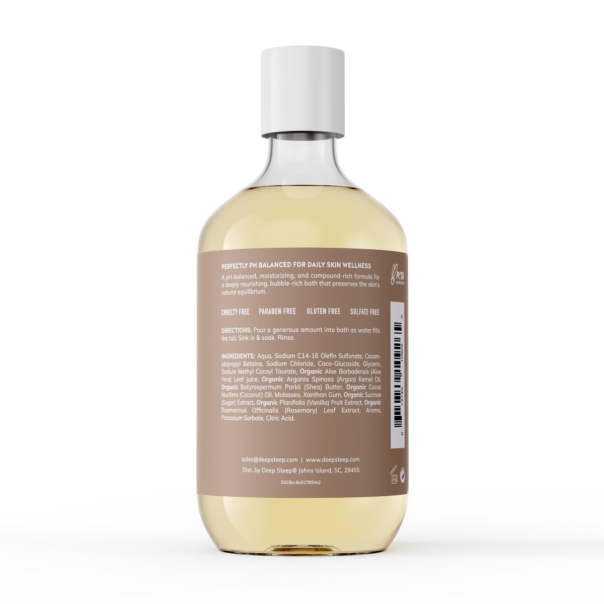 Closeup of Deep Steep bubble foam showing rich plant-based lather for calm baths.