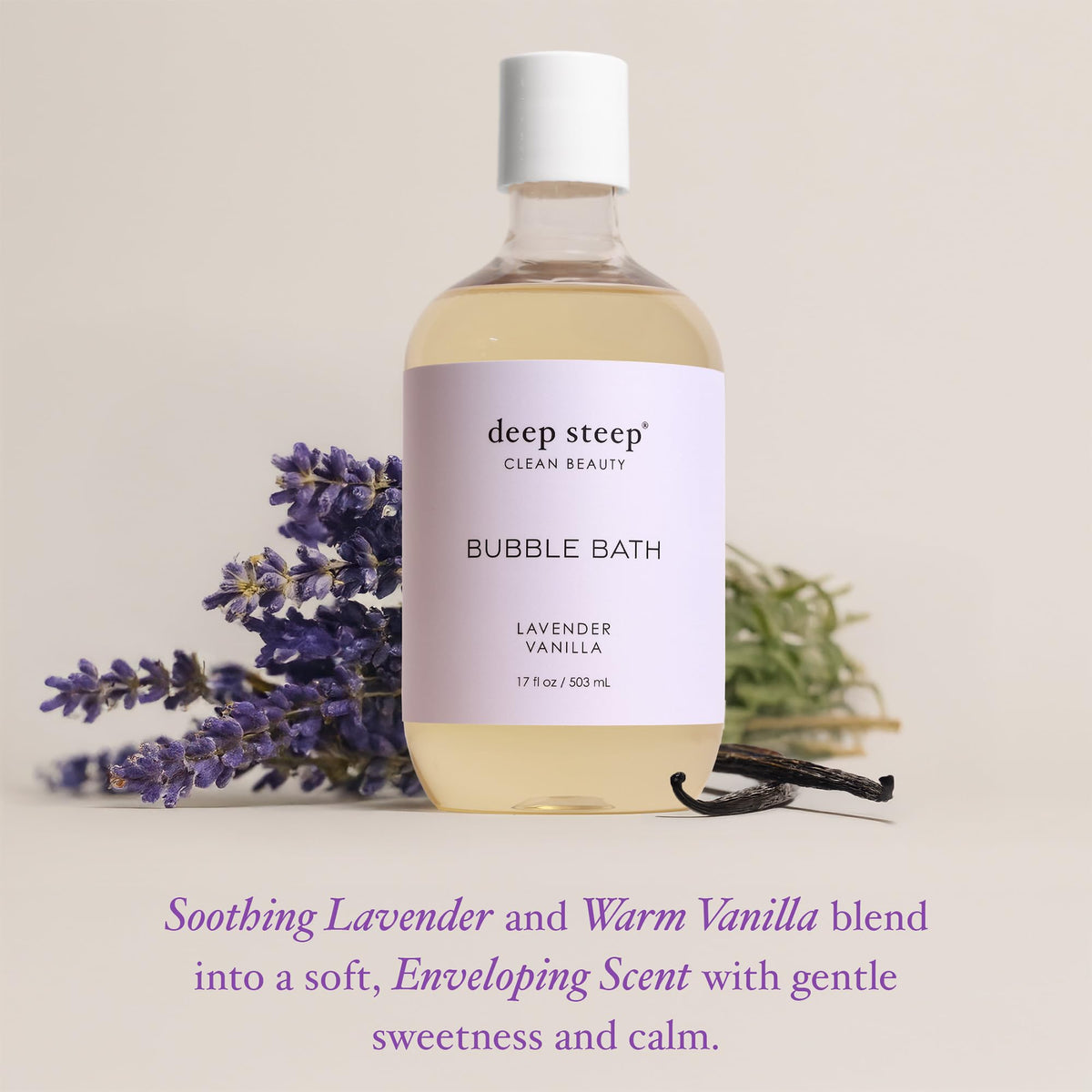 Deep Steep coconut oil hydrates skin during bath for lasting softness