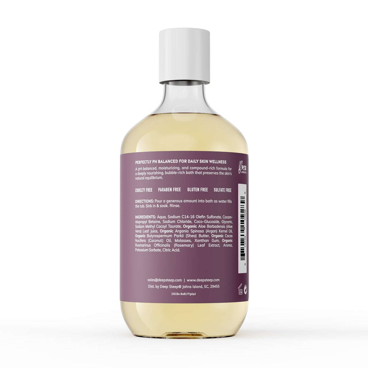 Deep Steep Fig Apricot Bubble Bath foam close-up with rich aromatic bubbles for relaxation.