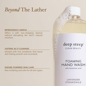 Deep Steep foaming wash grapefruit bergamot dispense-pump demonstrates easy one-hand use.