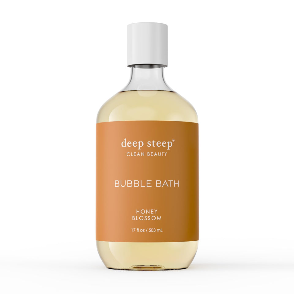 Deep Steep Honey Blossom Bubble Bath bottle ready for a soothing, calming soak.