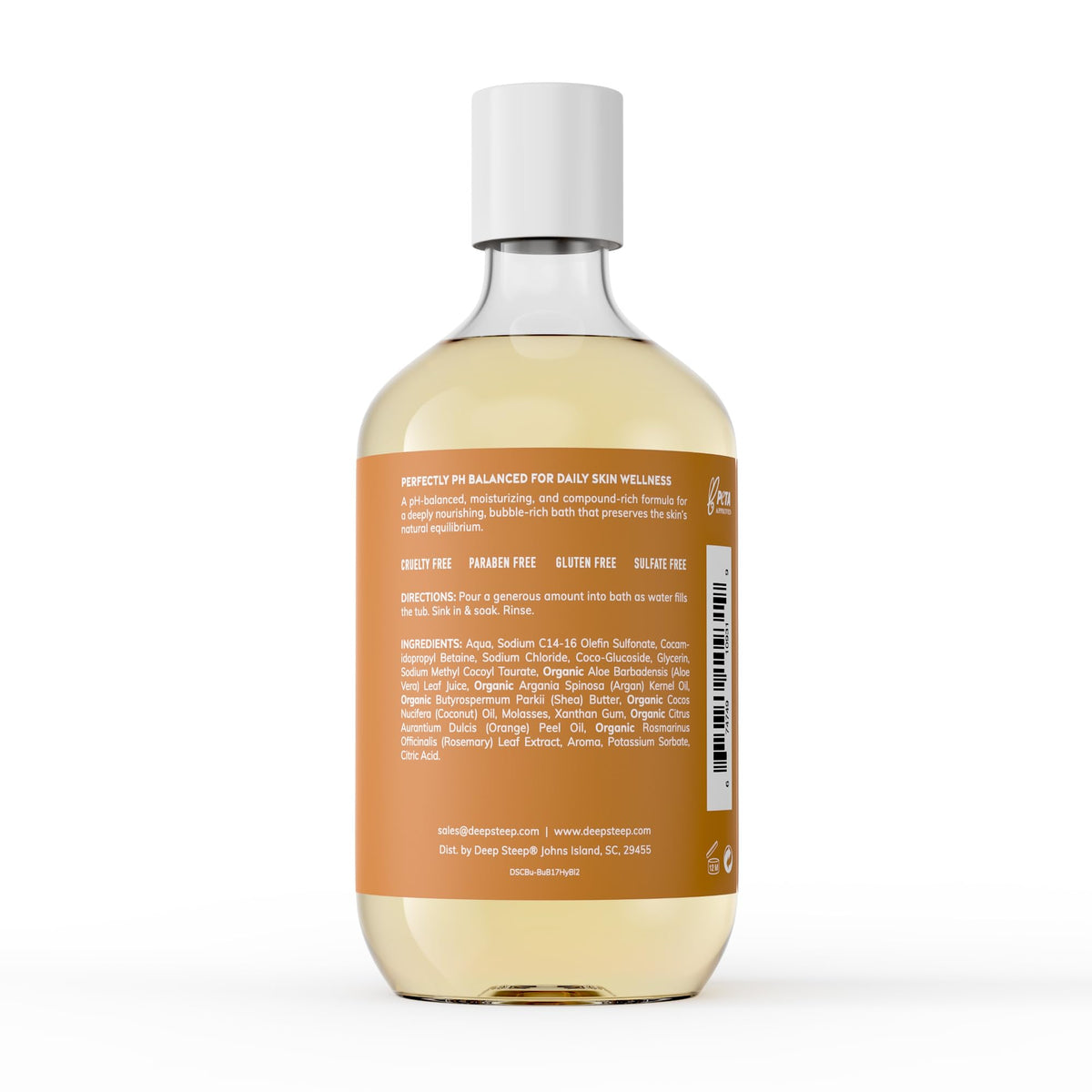Close-up of rich foam from Deep Steep Honey Blossom for gentle cleansing.