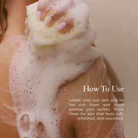 Deep Steep Lemon Cream Body Wash natural ingredients panel conveys clean beauty values