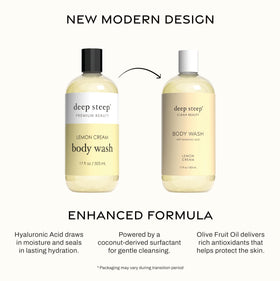 Deep Steep Lemon Cream Body Wash pump bottle for easy dispensing