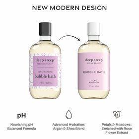 Deep Steep Lilac Blossom bottle detail emphasizing clean formula.