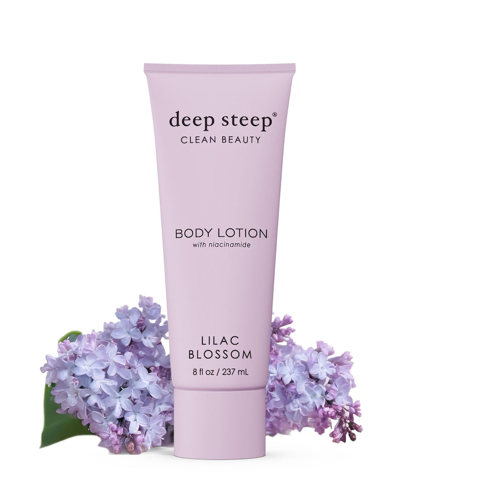 Deep Steep Lilac Blossom body lotion bottle for daily hydration and softness