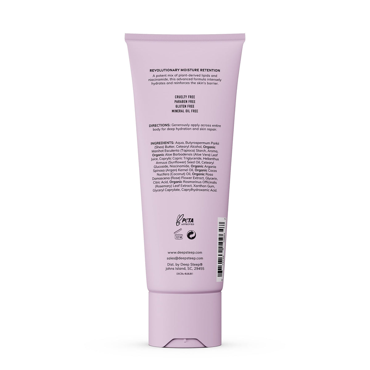Close-up of Deep Steep Lilac Blossom cream texture showing creamy, fast-absorbing moisture