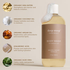 Deep Steep Lilac Blossom daily care scene implies all-skin-type suitability.