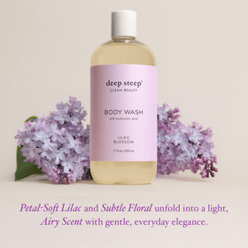 Deep Steep Lilac Blossom Hyaluronic Acid drops emphasize lasting hydration.