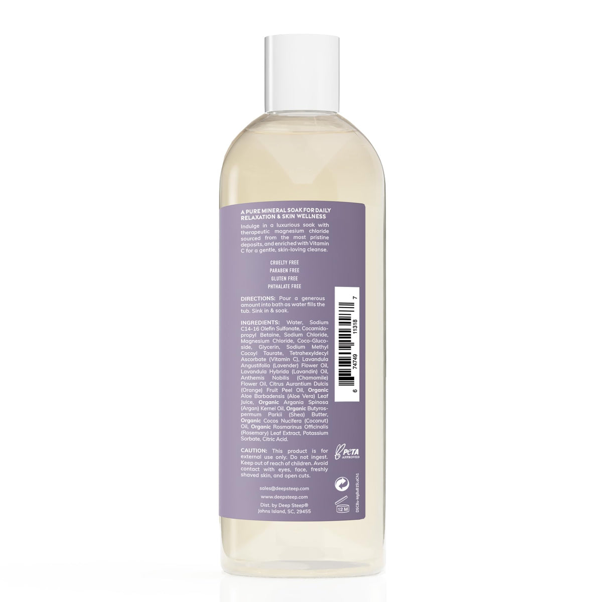 Deep Steep Magnesium Bubble Bath foam forming in tub for relaxation.