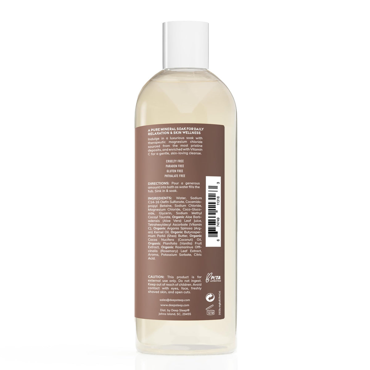 Pouring Deep Steep Magnesium Bubble Bath to create rich, relaxing foam