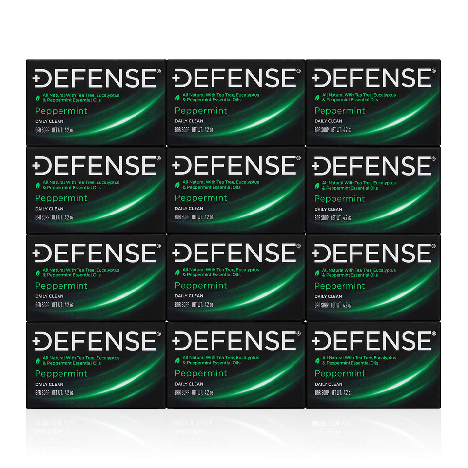Defense Soap peppermint bar 12pk pack for athletes, refreshing cleanse