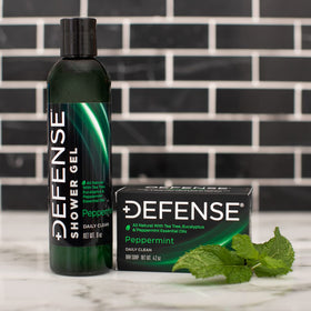 Defense Soap athlete gym-use soap in locker room setting