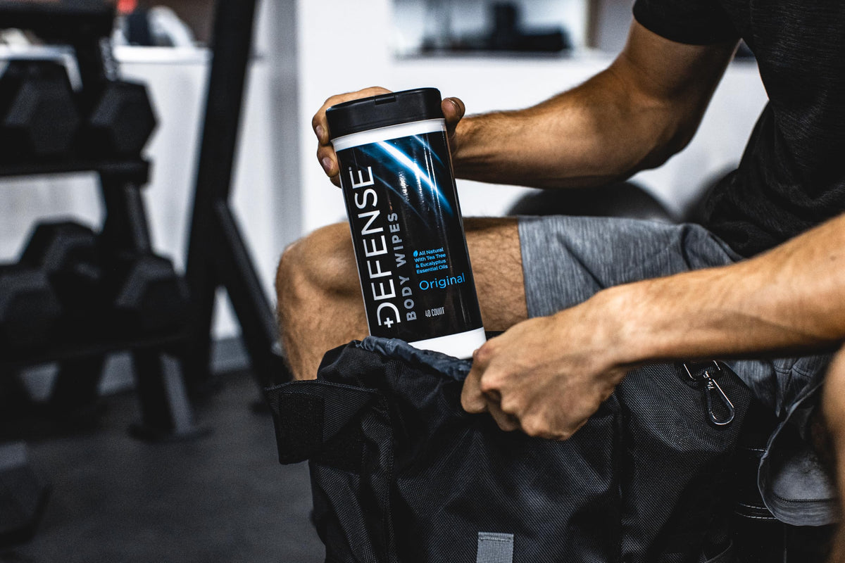 Defense Soap Body Wipes cleaning gym gear and hands