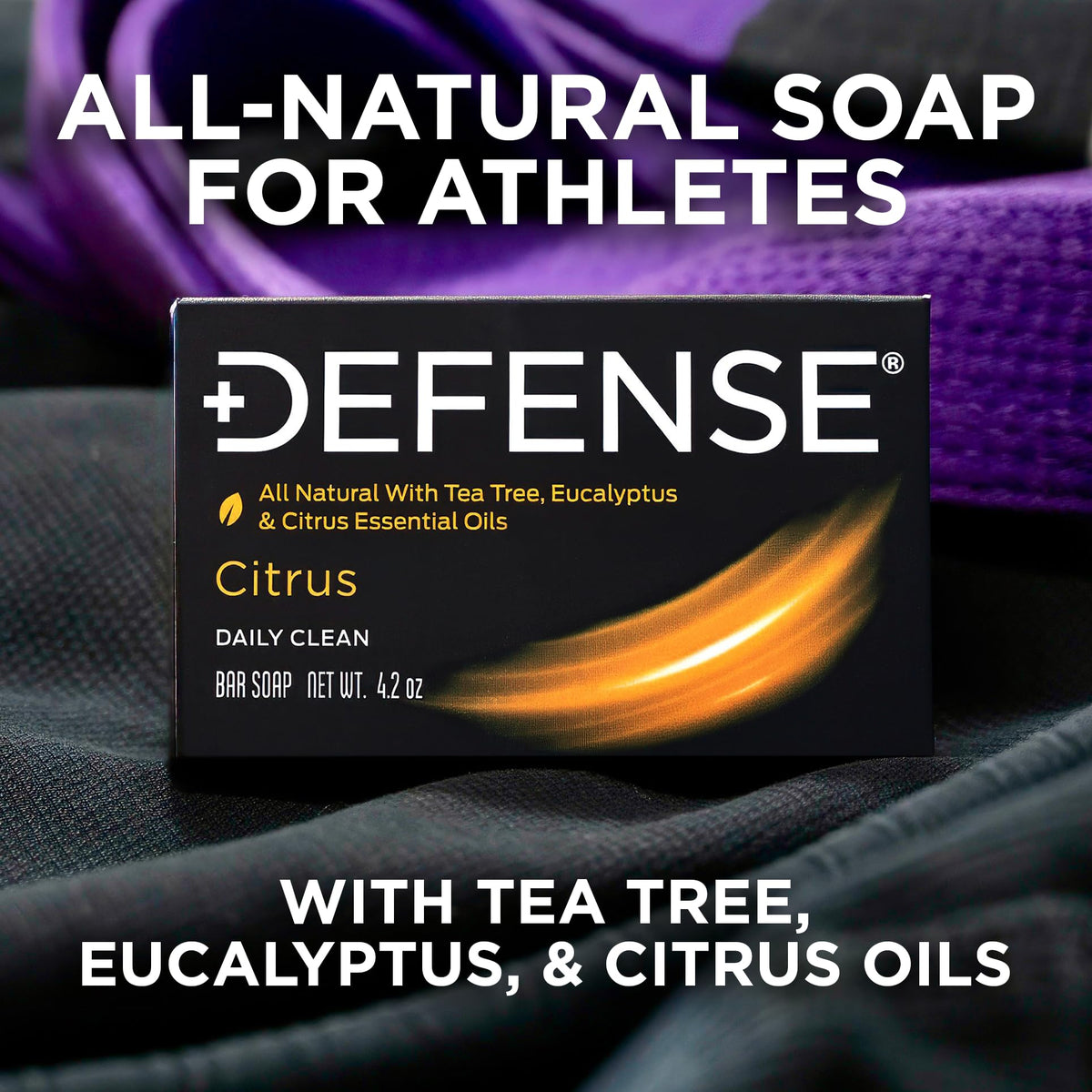 Defense Soap Citrus Bar crisp citrus scent revitalizes your post-workout routine