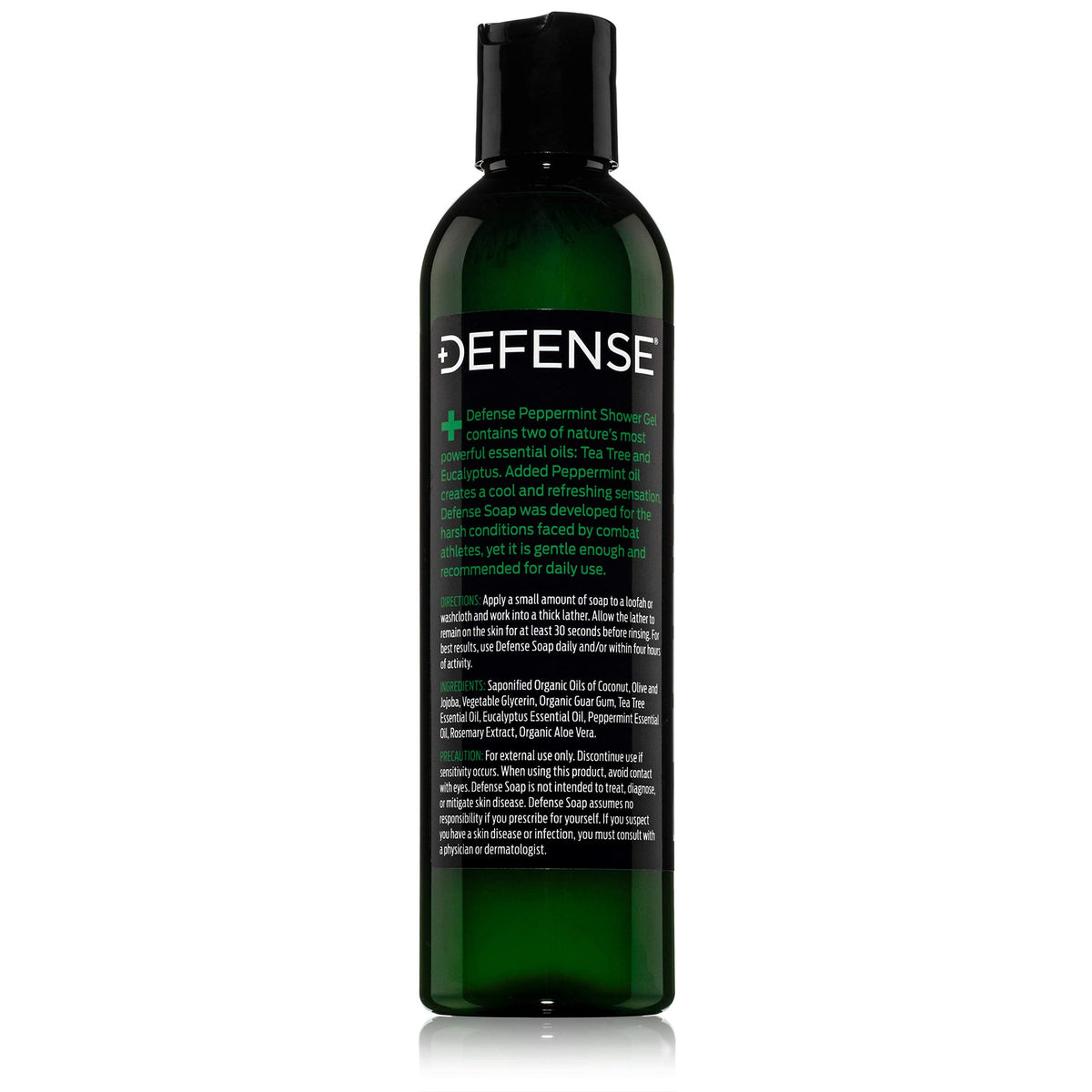 Defense Soap Peppermint Tea Tree Body Wash foam on skin demonstration