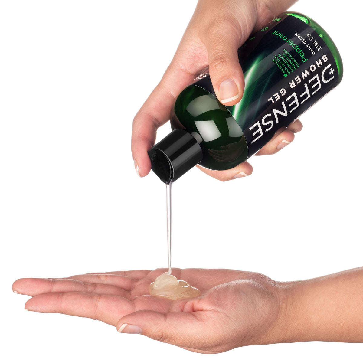 Natural ingredients feature in Defense Soap Peppermint Tea Tree Body Wash.