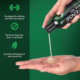 Defense Soap Peppermint Tea Tree Body Wash label close-up highlighting ingredients