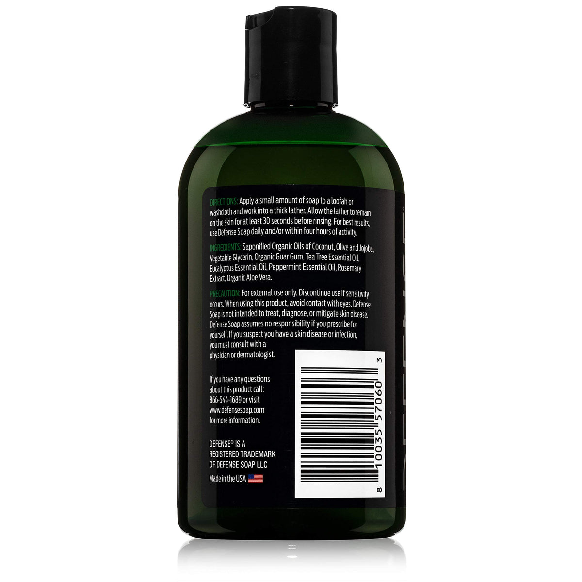 Moisturizing finish is demonstrated by Defense Soap Peppermint Tea Tree Body Wash.